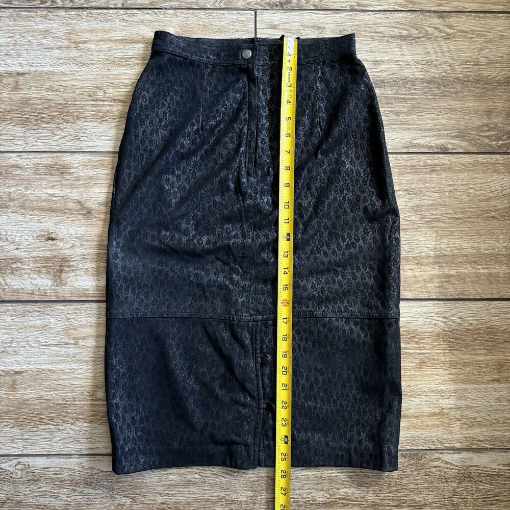 VTG Black Embossed Leather Pencil Skirt Sarah Taylor - Picture 13 of 14